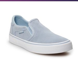 sky blue slip on vans